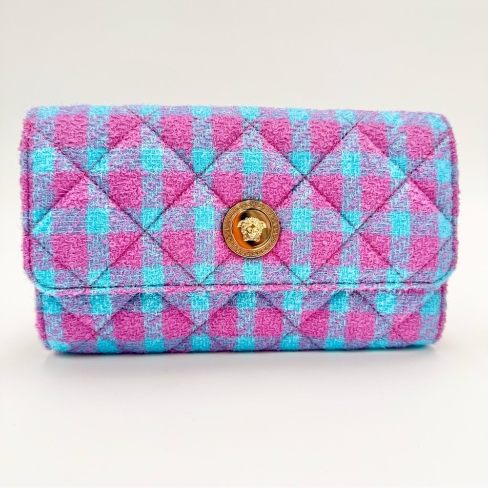 Versace Medusa Quilted Tweed Wallet/Crossbody with Lambskin Leather Interior NWT - Picture 2 of 12